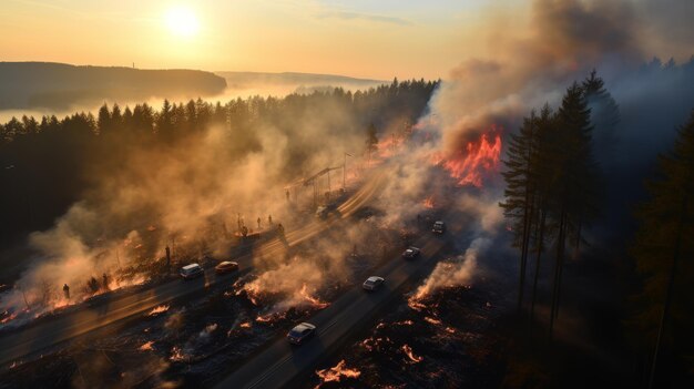 Intense Forest Fire Raging