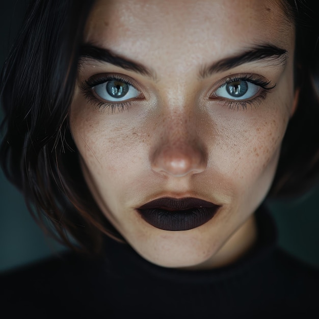 Photo intense gaze of a woman with dark makeup