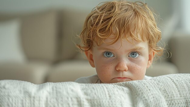 Intense Little Boy With Blue Eyes