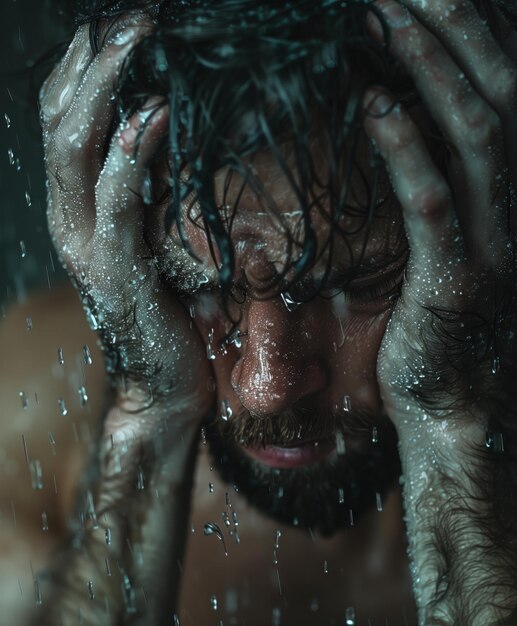 Intense Rainfall A Mans Solitude in the Storm