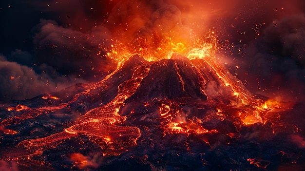 Intense Volcano Eruption on Holographic Background