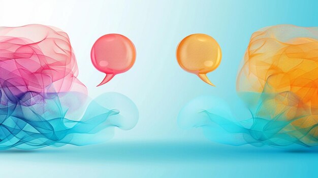 Photo interactive chat colorful smoke with speech bubbles