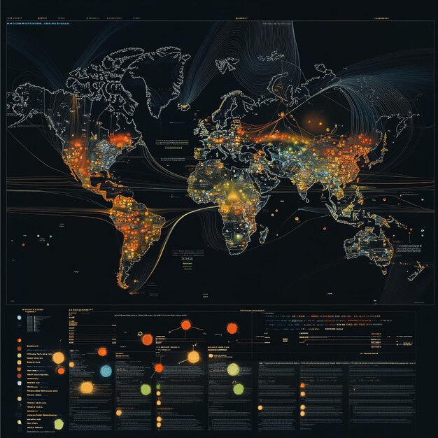 An interactive digital map showing global language distributions and communication trends