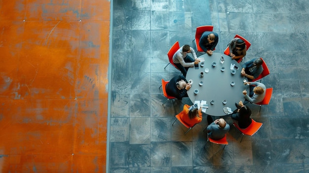 Photo interactive group discussion at conference table