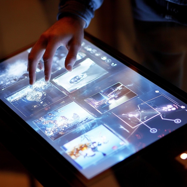 Interactive touchscreen with hand gestures to zoom and rotate images