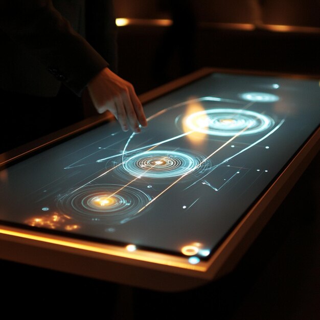 Interactive touchsensitive table with dynamic visual feedback for user input