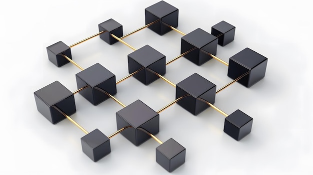 Photo interconnected blocks forming a secure network representing the robustness and reliability of