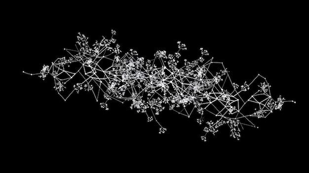 Interconnected Dots and Lines in Organic Shape on Black Background