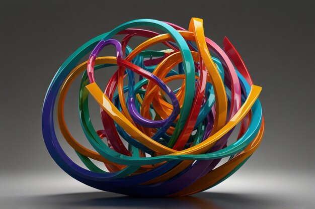 Photo interconnected harmony abstract colorful connected design d sculpture