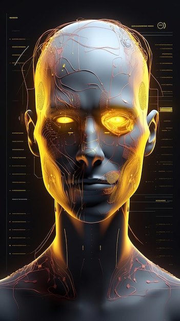 interface Man face Graphical abstract high tech Generative AI