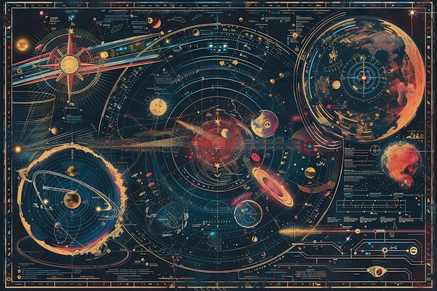 Photo an intergalactic map charting wormholes and shortcuts across the universe