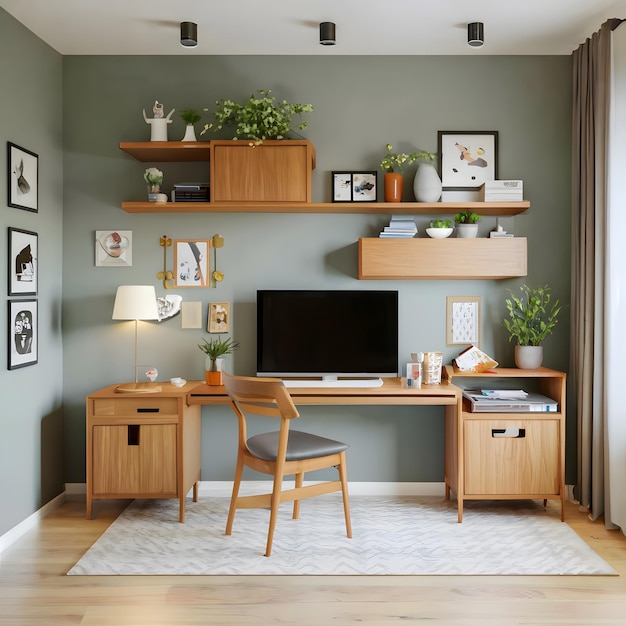 Interior of a 100square feet room in an organised way and radiating a soothing aura for a student