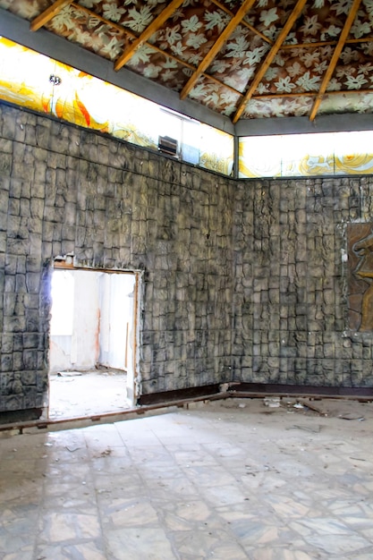 Interior of abandoned restaurant