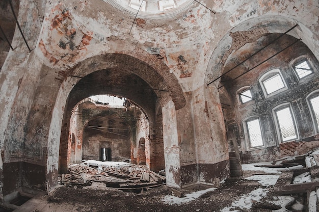 The interior of abandoned temple interior of abandoned building