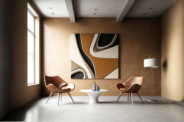 Interior of abstract brown and beige concrete