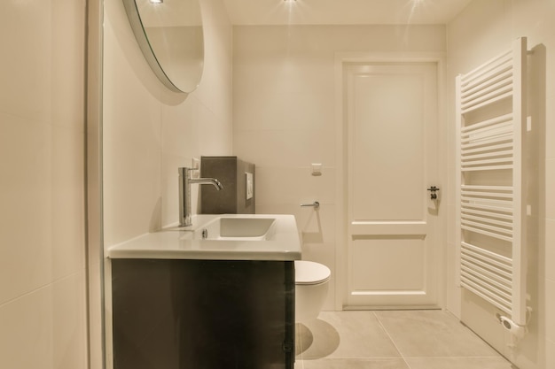 The interior of the bathroom in a cozy house