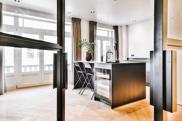 Interior of a beautiful kitchen of an elite house