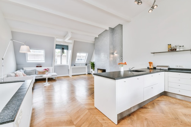 Interior of a beautiful kitchen of an elite house