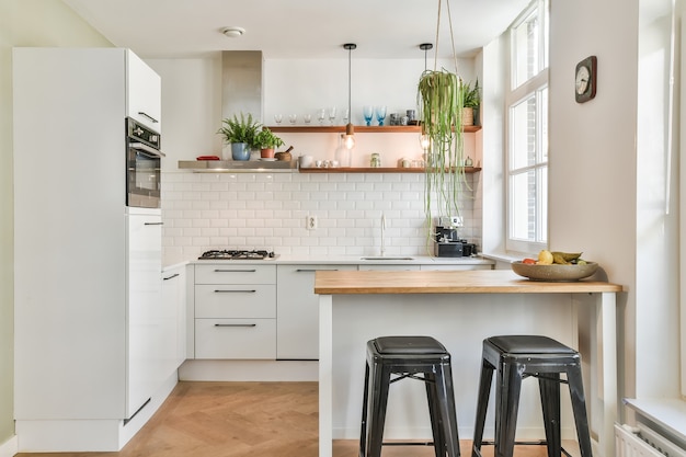 Interior of a beautiful kitchen of an elite house