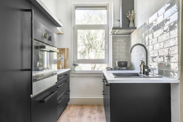 Interior of a beautiful kitchen of an elite house