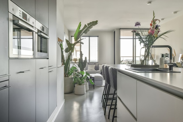 Interior of a beautiful kitchen of an elite house