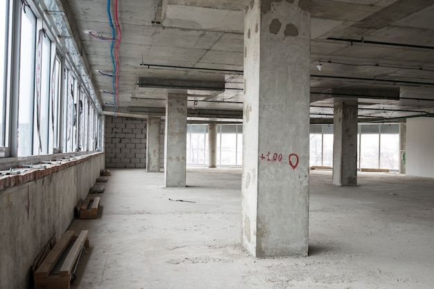 Interior of business center under construction