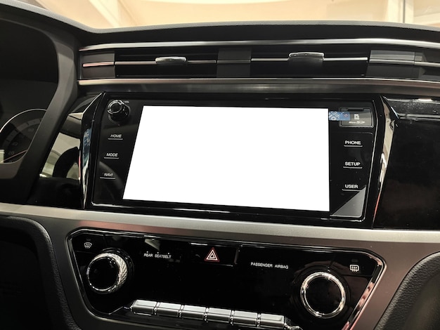 The interior of the car. Car-mounted tablet with mockup