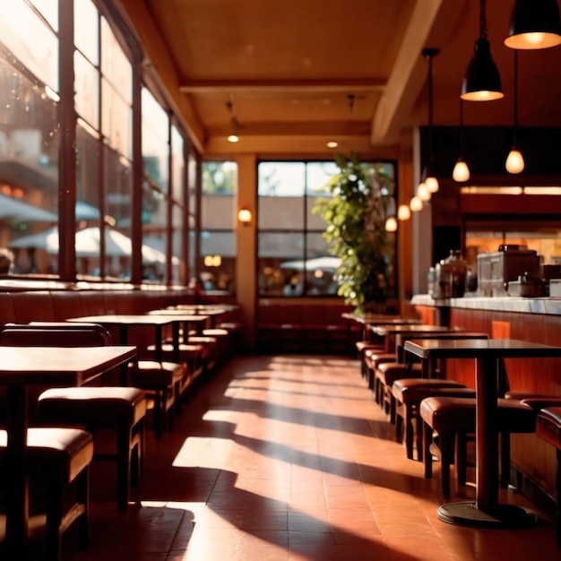 Interior of casual fast service restaurant dining area indoor architecture