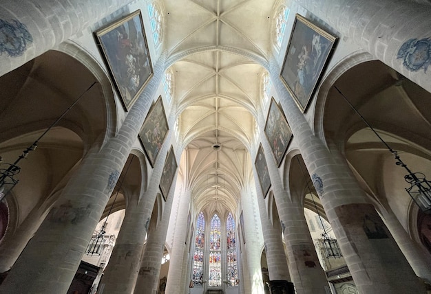 The interior of the cathedral in reims in france