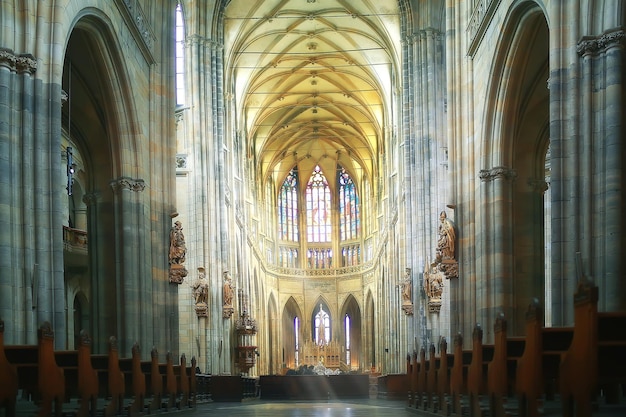 interior of the Catholic Cathedral in Prague / cathedral in the czech republic, inside the church, the Catholic interior