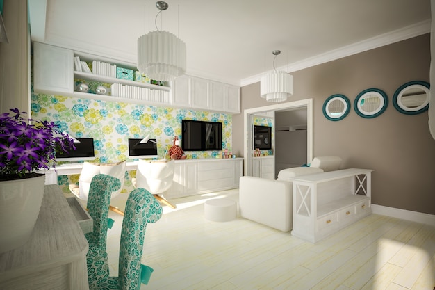 Interior children's bedroom in modern style