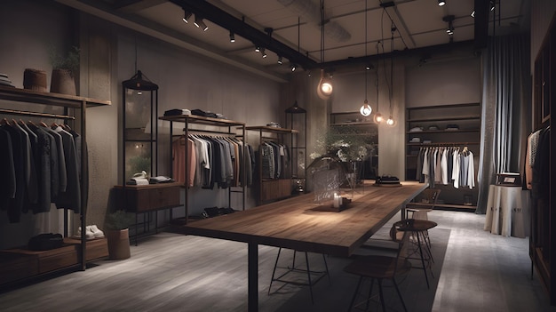 Interior of a clothing store generative ai