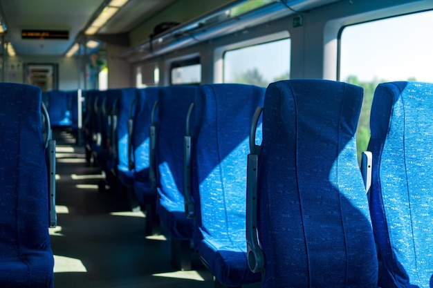 Interior of commuter passenger train car