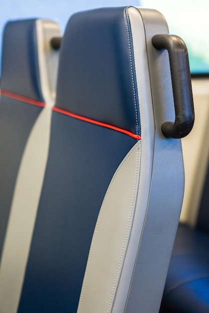 Interior of commuter train from Denver Airport to Denver Union Station.