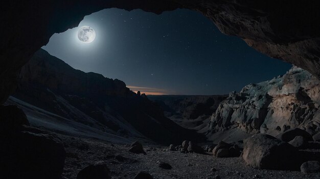 Photo interior de cueva con vista hacia