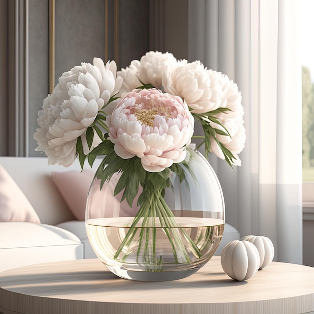 interior decor corner with glassware and flowers luxury design generative AI