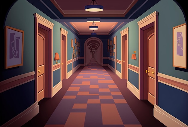 Interior decor for a lit corridor