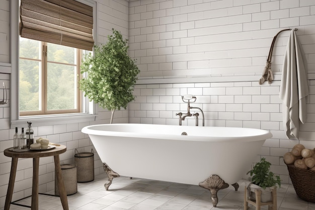 Interior design of Bathroom in Farmhouse style