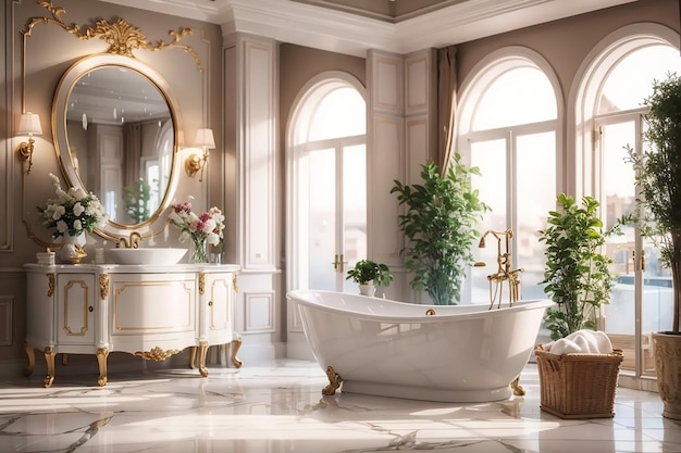 Interior design of beautiful and elegant bathroom