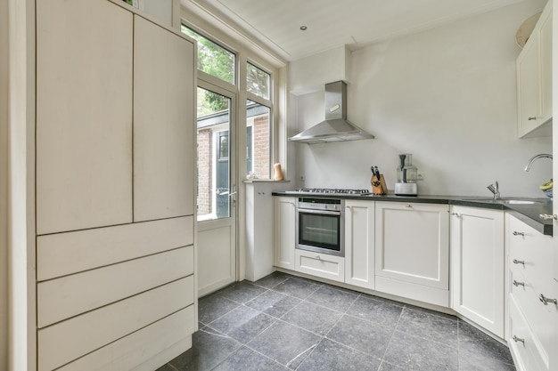 Interior design of a bright luxury kitchen