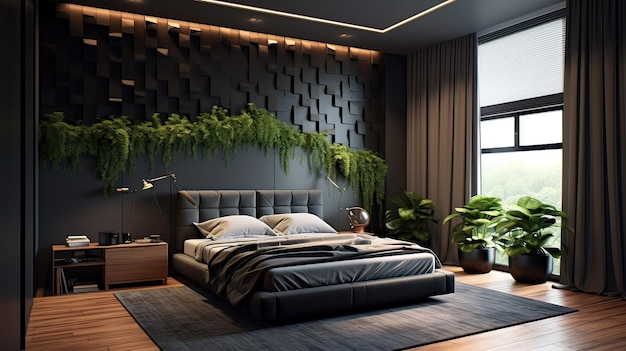 Interior design of a cozy and stylish bedroom