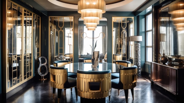 Photo interior design inspiration of art deco hollywood glam style dining room loveliness