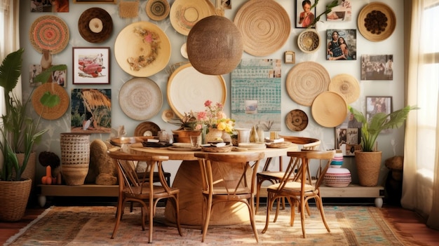 Interior design inspiration of Bohemian Eclectic style dining room loveliness