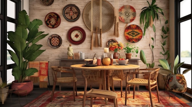 Interior design inspiration of Bohemian Eclectic style dining room loveliness