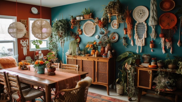 Interior design inspiration of Bohemian Eclectic style dining room loveliness