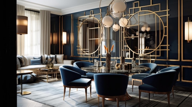 Interior design inspiration of Modern Art Deco style dining room loveliness