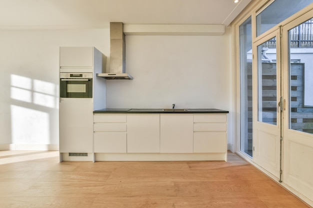 Interior design of modern and empty kitchen