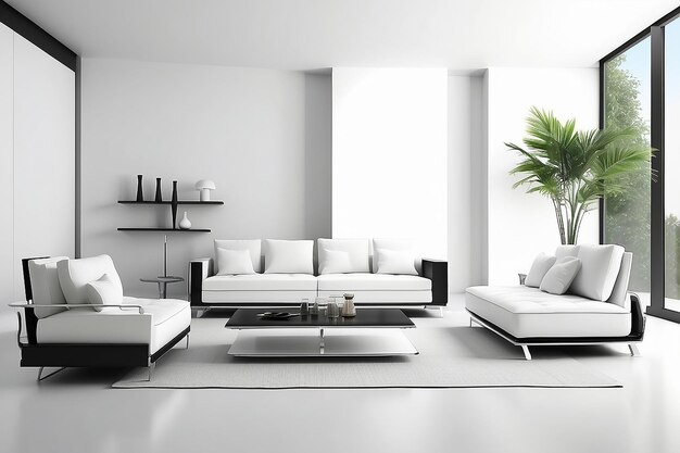 Interior design modern furniture on white