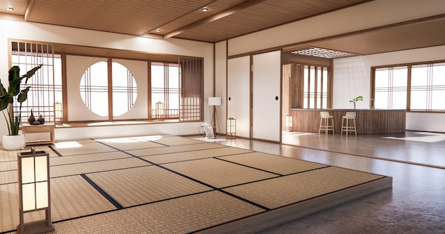 Interior design, zen modern living room Japanese style