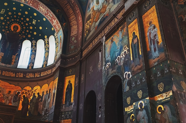 The interior elements, walls and ceilings of the monastery are painted by saints.